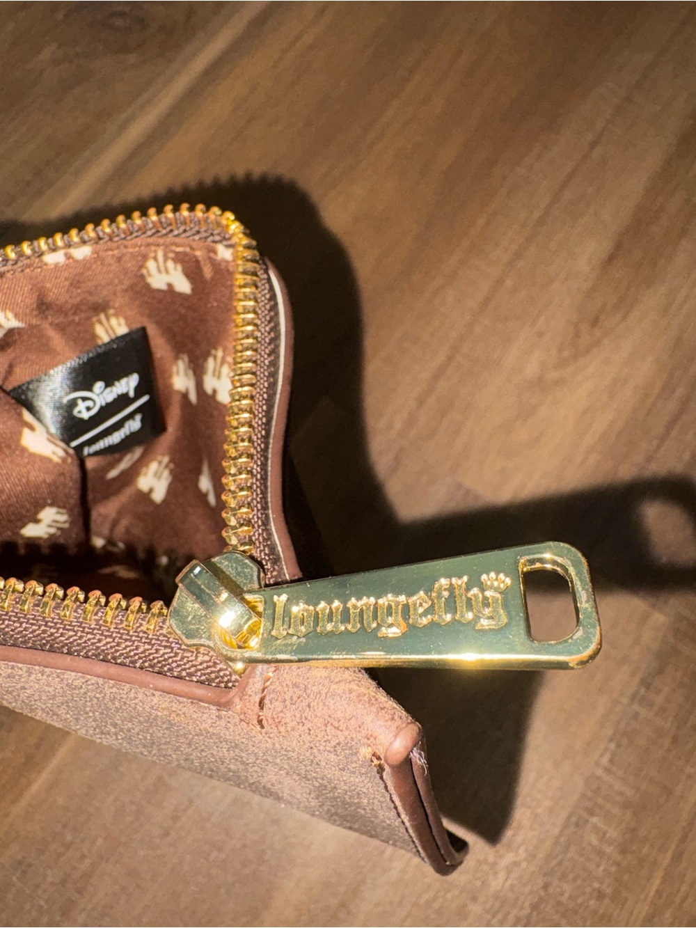Loungefly Dark Brown Suede Card & Key Holder with Gold Castle Accent - Picture 5 of 7